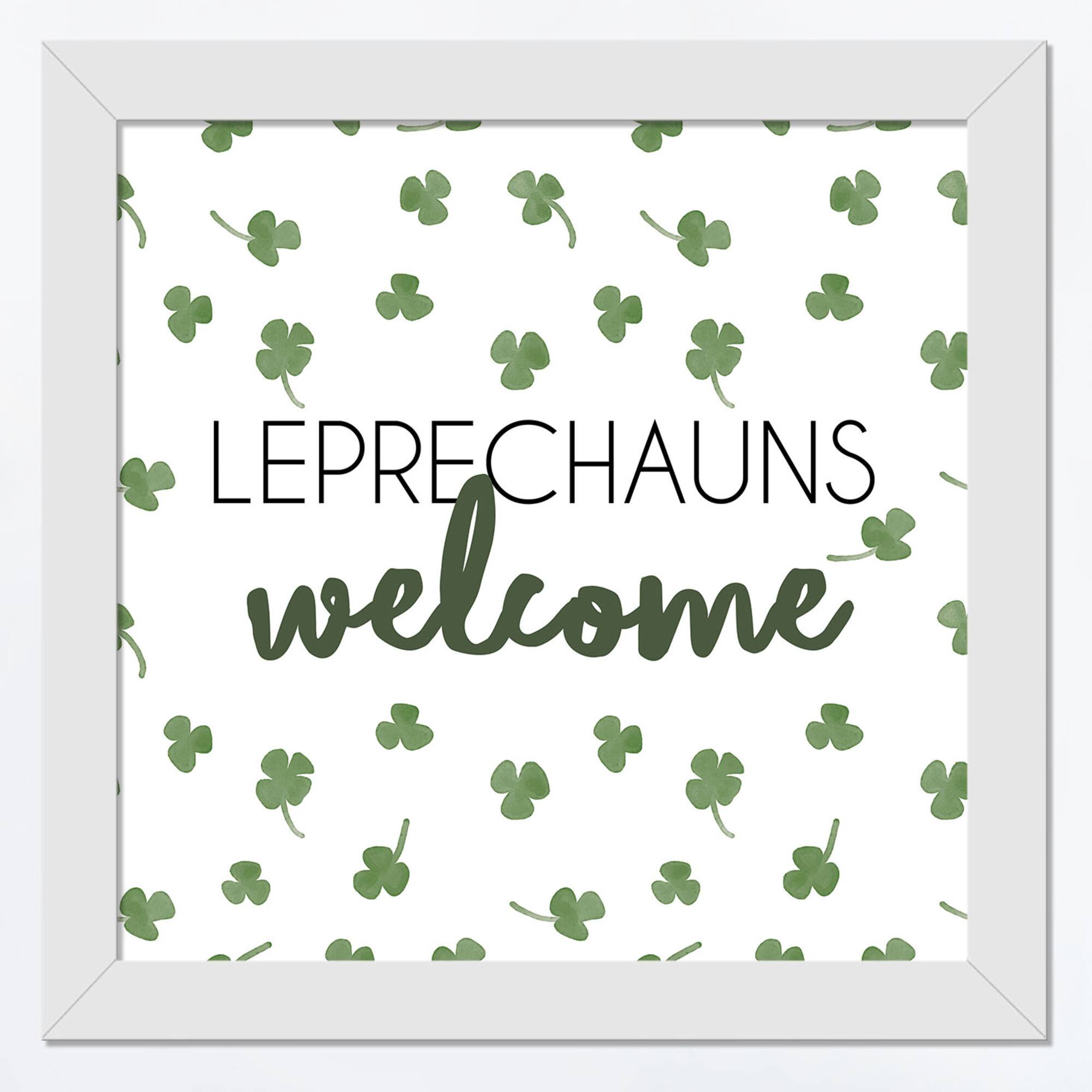 Leprechauns Welcome 16" x 16" White Framed Print Under Plexiglass